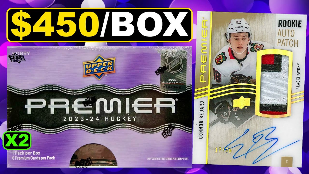 CRAZY PATCH CARDS! - 2023-24 Upper Deck Premier Hockey Hobby Box Break x2