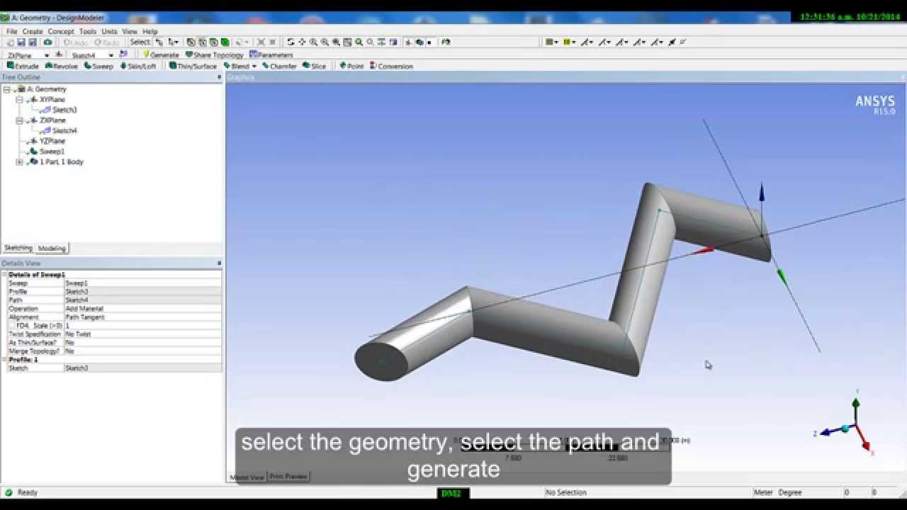✅ ANSYS DESIGN MODELER - Basic Tutorial 1 - EXTRUDE, REVOLVE, SWEEP, SKIN/LOFT