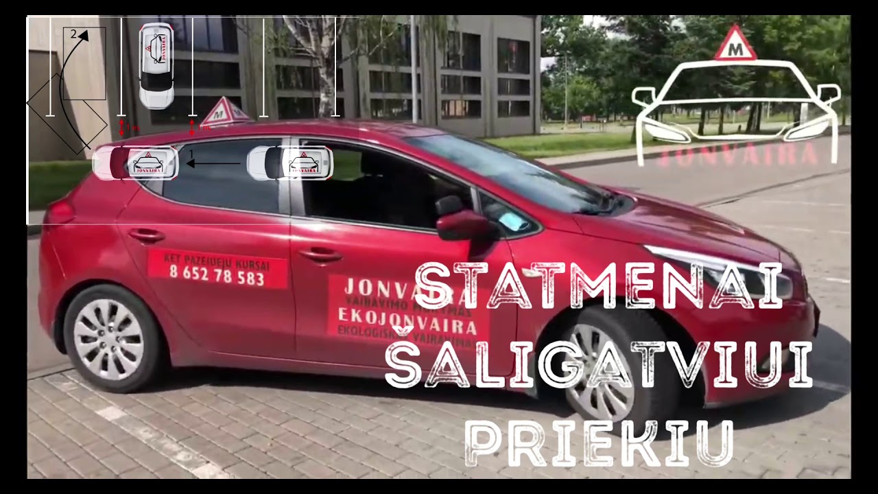 Regitros pratimai mieste. Parkavimas statmenai šaligatviui priekiu. Jonvaira