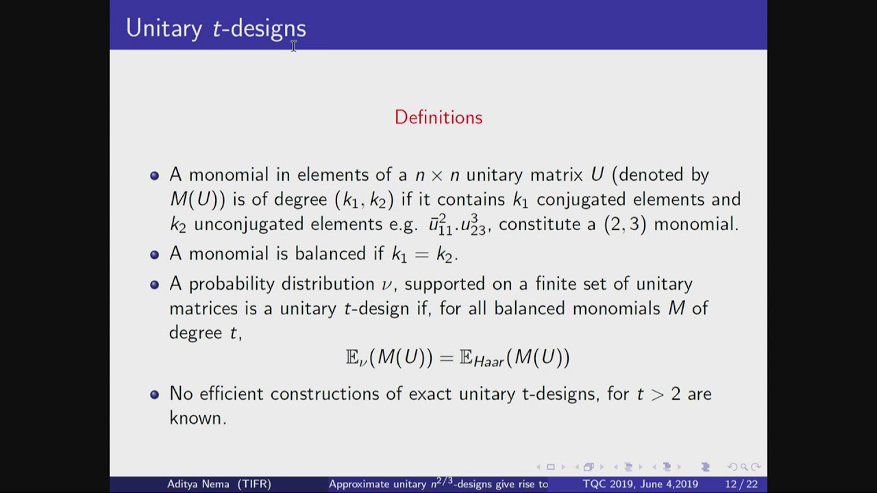 Aditya Nema: Unitary Designs and quantum channels with super additive classical capacity