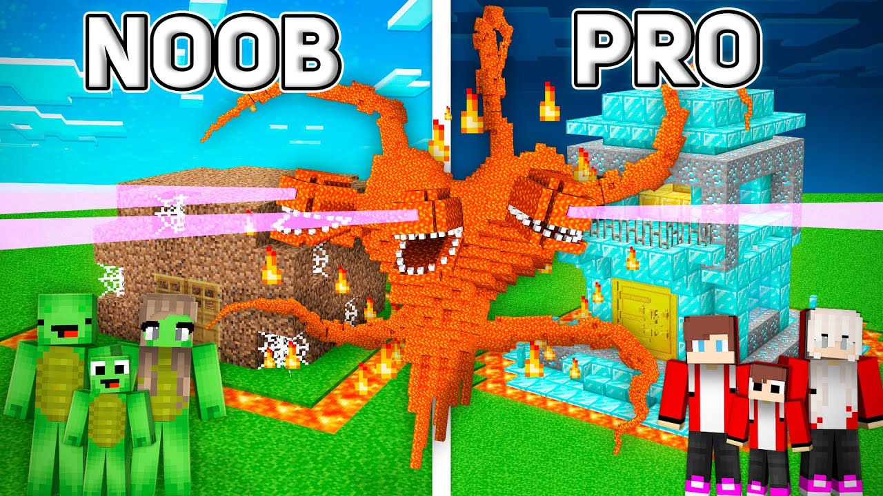 Security House vs Wither LAVA Storm: Mikey NOOB Family vs JJ PRO Family in Minecraft - Maizen