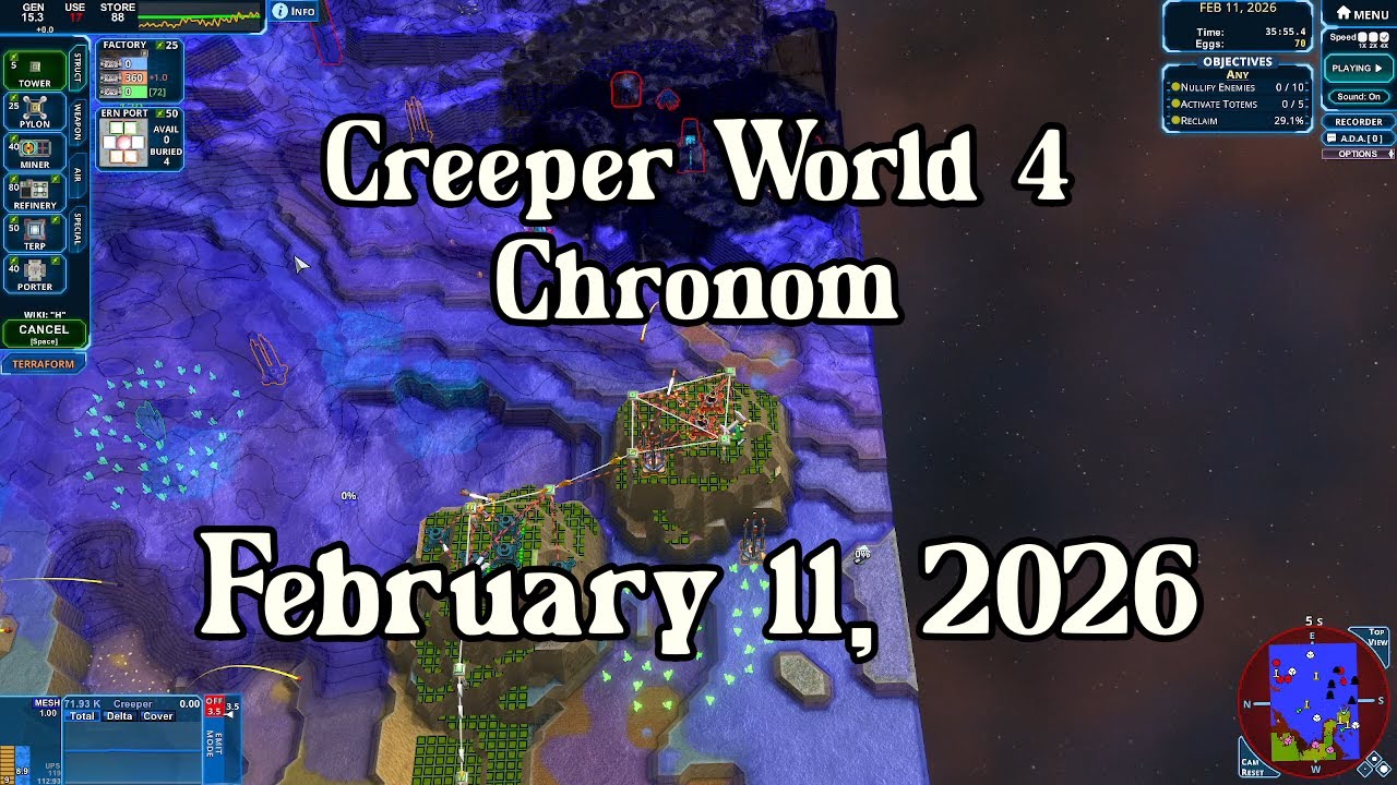 Creeper World 4 Daily Map –  February 11, 2026 | No Commentary