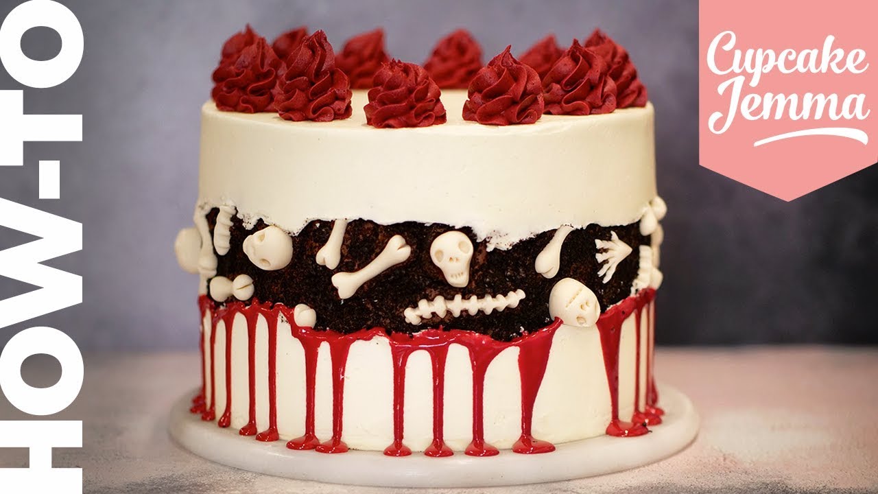 THE SPOOKIEST Halloween Graveyard FAULT-LINE CAKE tutorial & How-To | Cupcake Jemma