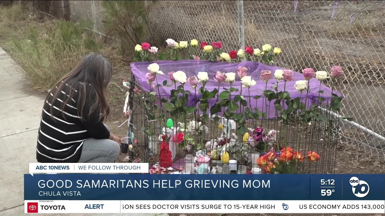 Good Samaritans rally around grieving mom near memorial in Chula Vista