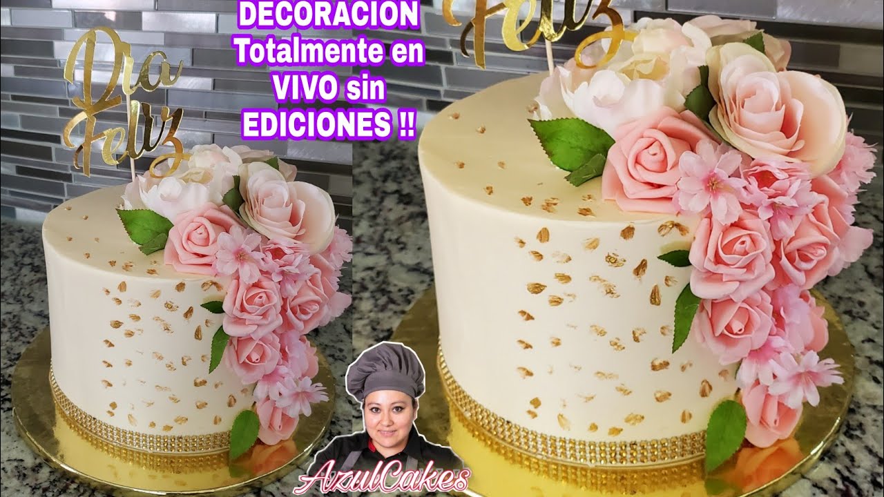 Pastel Pink Blush Con Flores Artificiales | Pastel Para Mamá