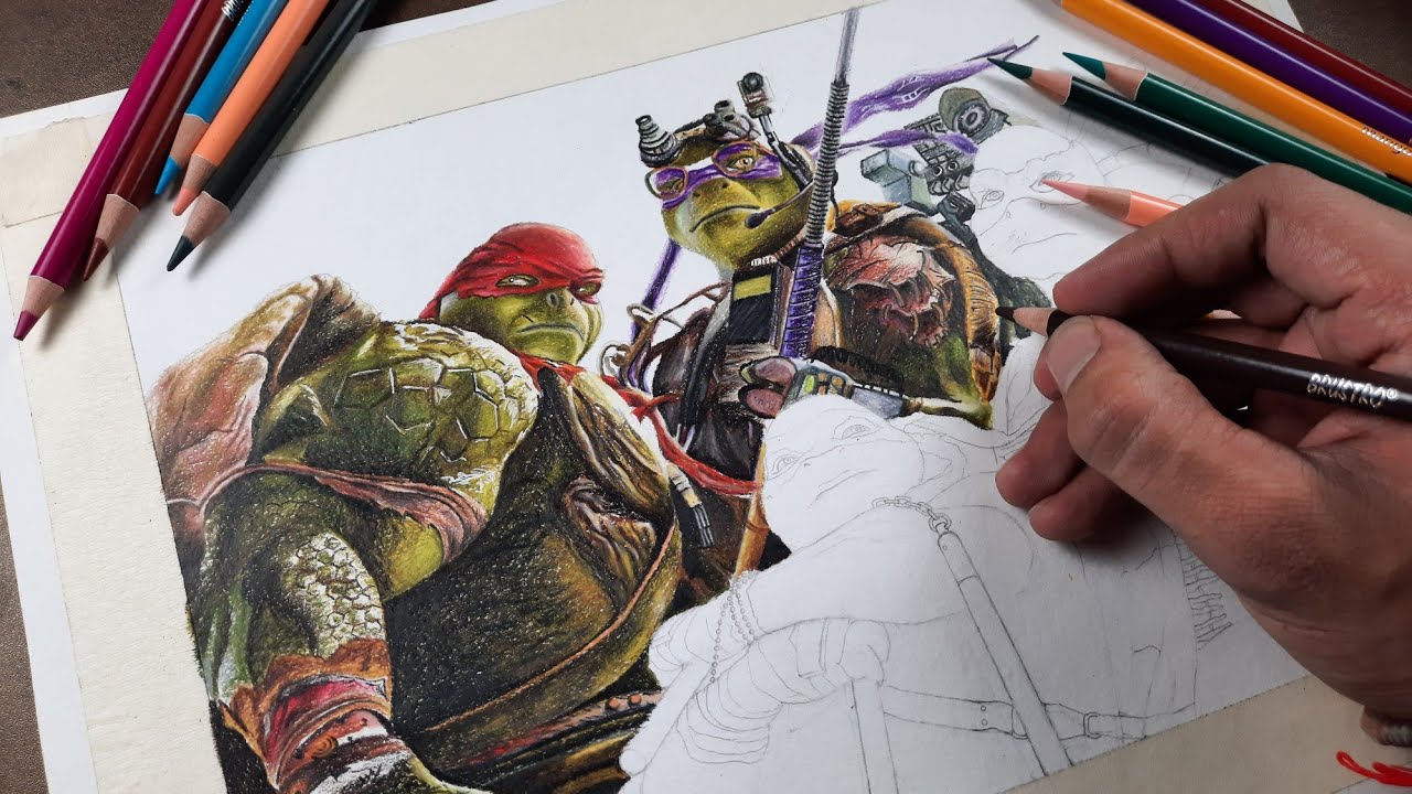 Drawing Teenage Mutant Ninja Turtles || Timelapse video