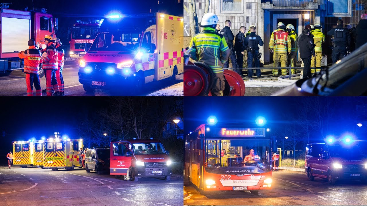 Kinderwagenbrand löst Großeinsatz der Feuerwehr aus - 34 Personen evakuiert | Cottbus 19.02.2025