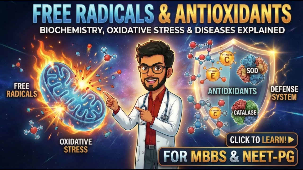 Free Radicals and Antioxidants | Biochemistry, Oxidative Stress & Diseases Explained | MBBS/NEETPG
