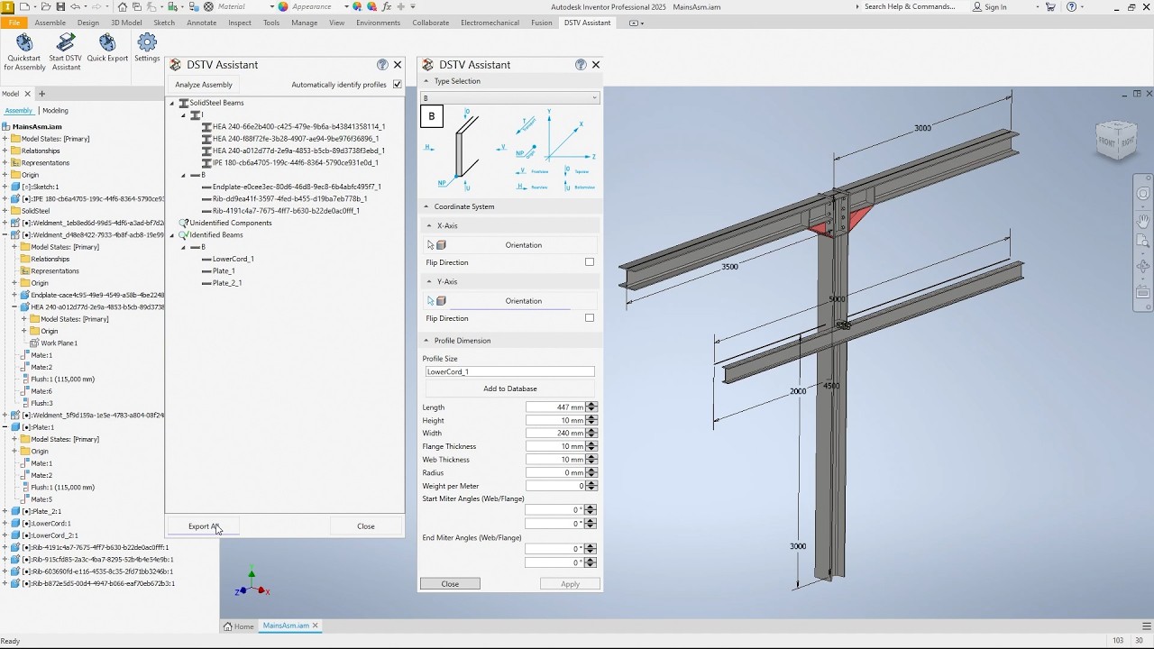 Easy creation of DSTV NC/NC1 data in Autodesk Inventor with the brand new DSTV Assistant