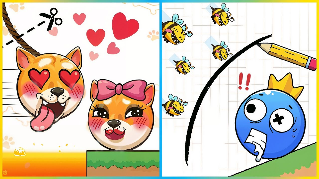 Rope Dog Cut to Save VS Rainbow Monster Draw to Smash - All Levels SpeedRun ep 1