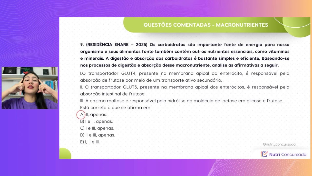 LIVE #TREINANUTRI QUESTÕES COMENTADAS 1/2026: Macronutrientes