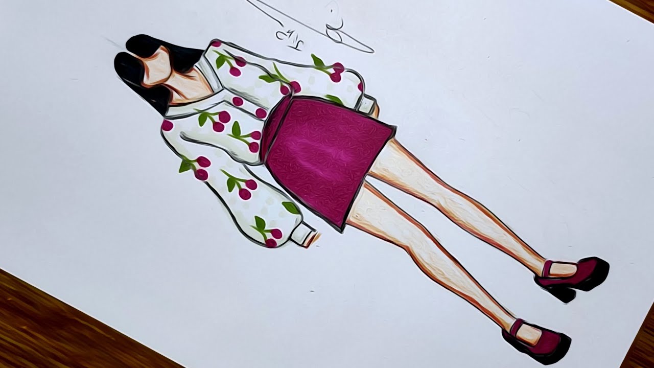 تعلم رسم أزياء كاجوال سهلة جدا خطوة بخطوة 🍒| تعليم رسم الازياء للمبتدئين 
