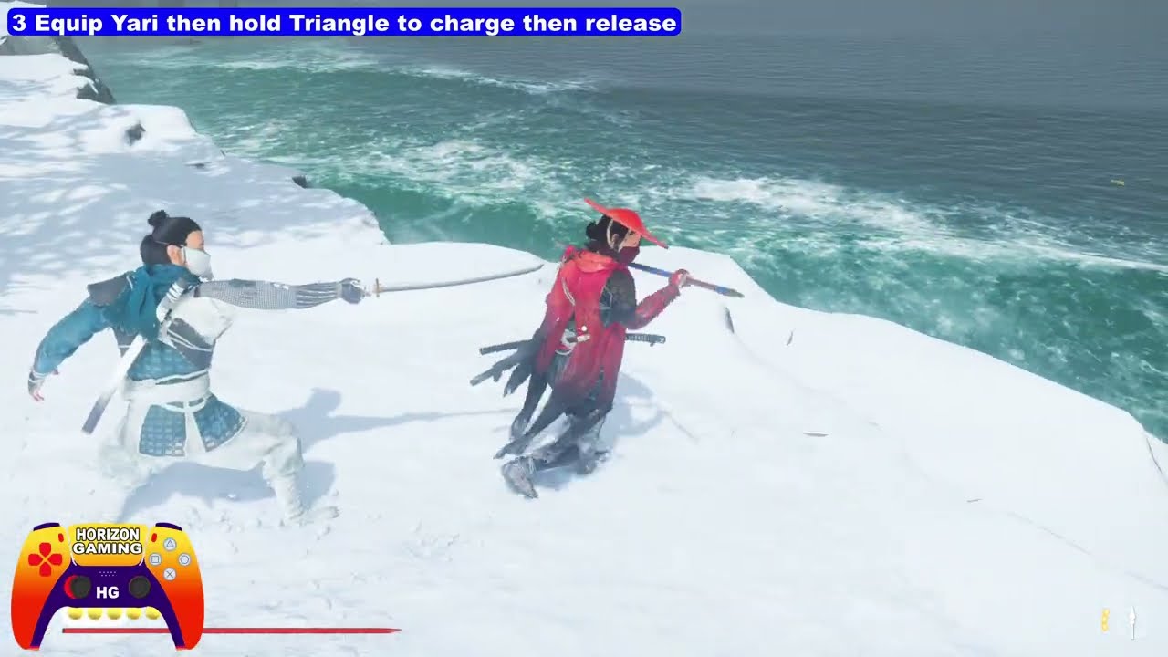 Sayonara Trophy Guide - Shoulder Charge or Typhoon Kick an enemy off a cliff - Ghost of Yotei