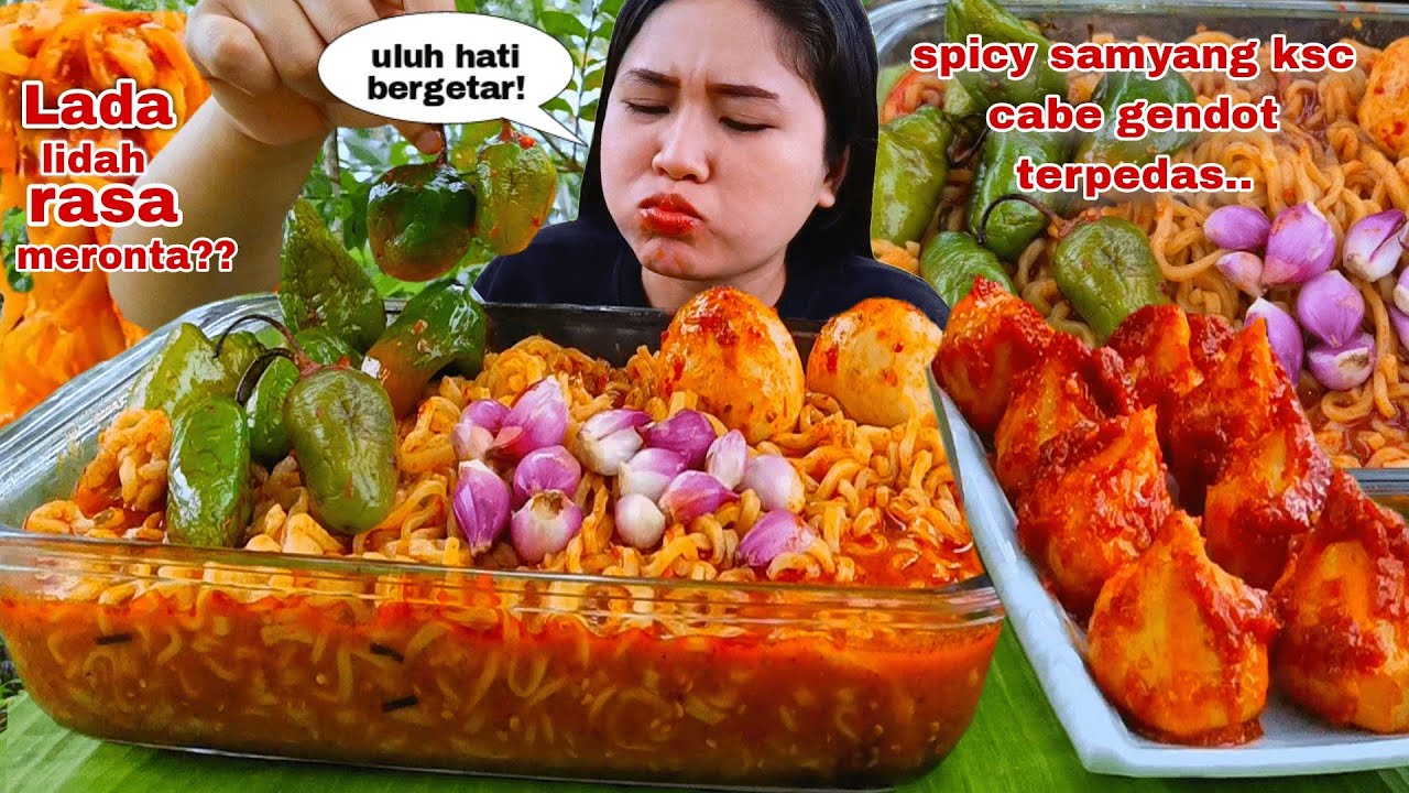 PEDAS UGALAN 🥵⁉️ MIE SAMYANG KSC CABE GENDOT BAWANG MERAH MENTAH DUMPLING CHEESE MUKBANG