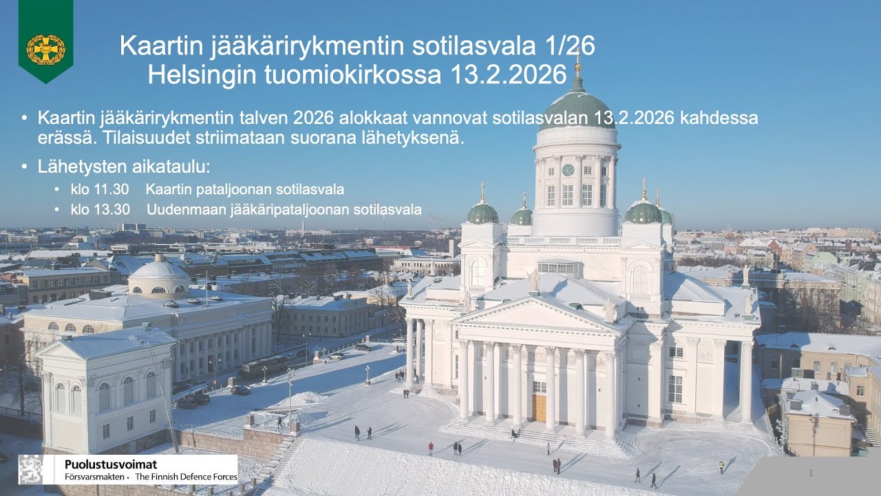 Kaartin jääkärirykmentin sotilasvala - 1/2026 klo 13.:30