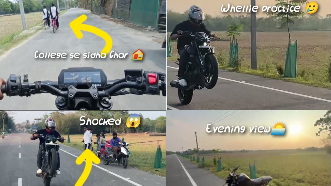 Short college ride with friends ||whellie practice 🥲💔||.First vlog ...|| partha vlogs||