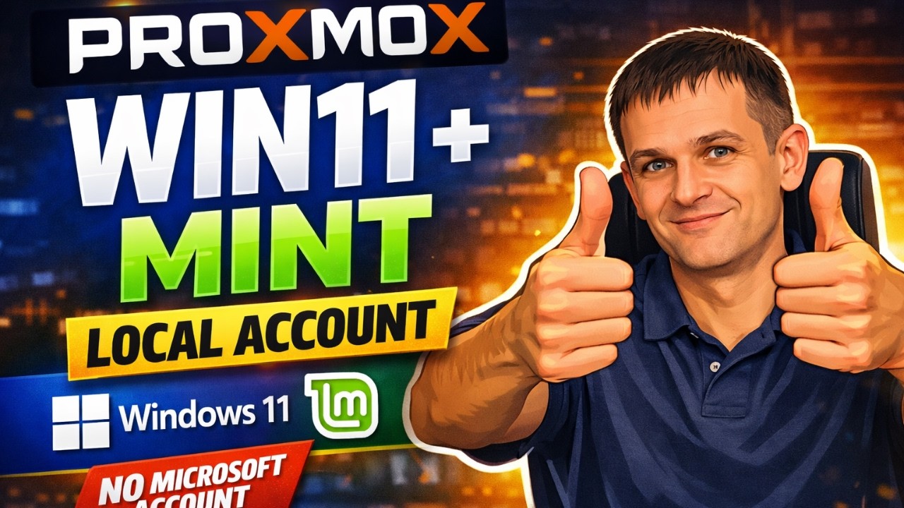 Установка Windows 11 (локальная учетная запись) + Linux Mint на Proxmox | Пошаговая инструкция