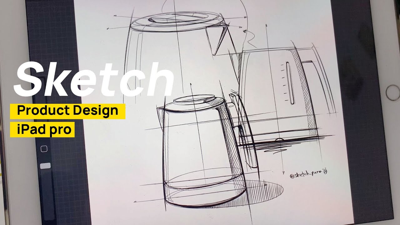 iPad pro Product Design Sketch (전기포트 electric kettle) Procreate 제품디자인 스케치