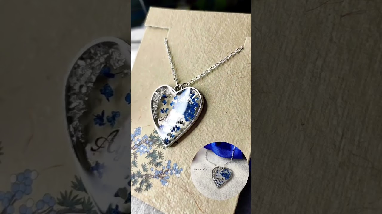 Resin necklace with name☄️💙#wishcrafts#jewellery#resin#necklace#resinart#pretty#withname#pendant#new