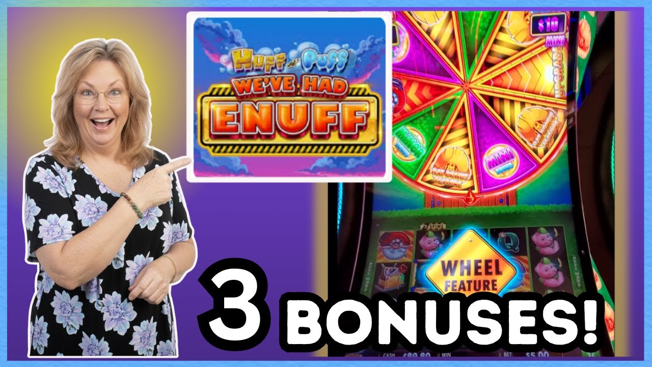 Huff N' Puff Goes WILD!  3 Big Bonuses on $5 Spins💥