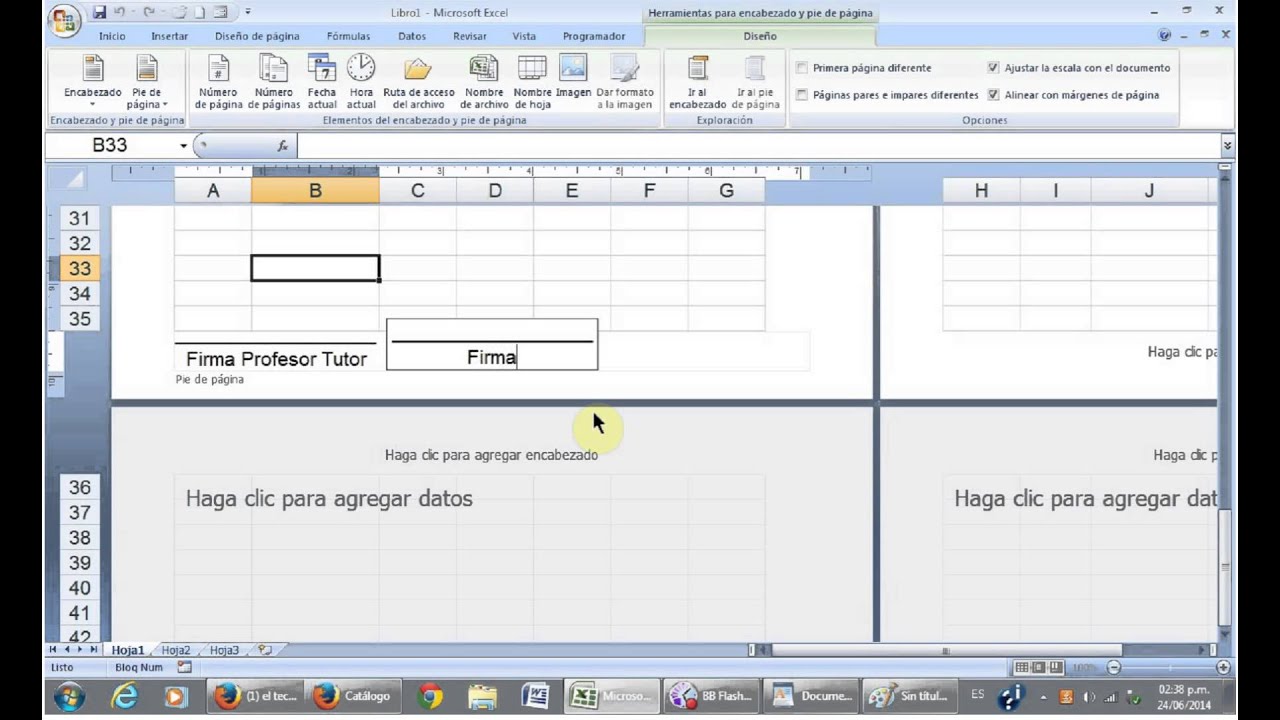 pie de pagina personalizado en excel