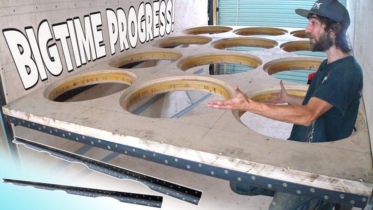 Working on My MEGA-SIZED Subwoofer Setup w/ Custom CAR AUDIO Braces & Installing HUGE BAFFLE in Box!