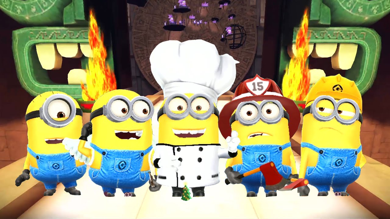 Despicable Me Minion rush - Carl, Cupid, Baker, Firefighter n Worker minion at El Macho's Lair Lv26