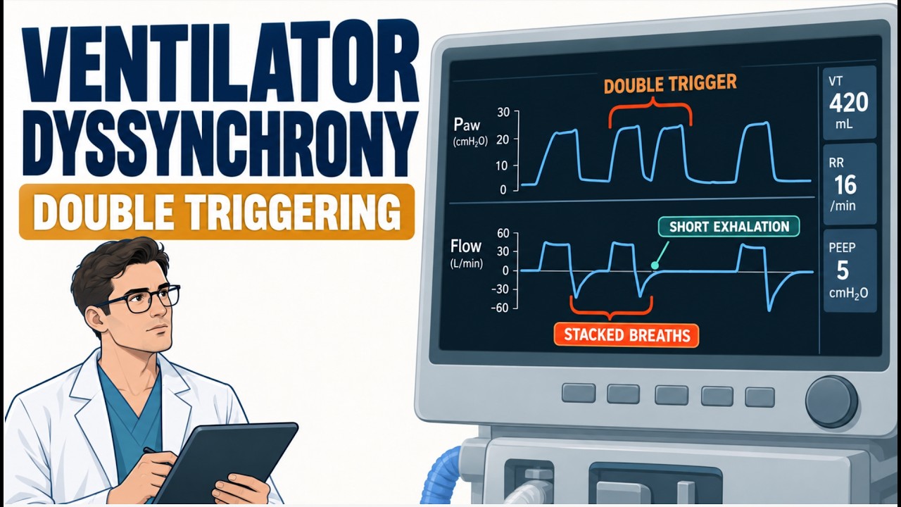 Mechanical Ventilation Advanced - Ventilator Dyssynchrony - Double Triggering | Clinical Medicine