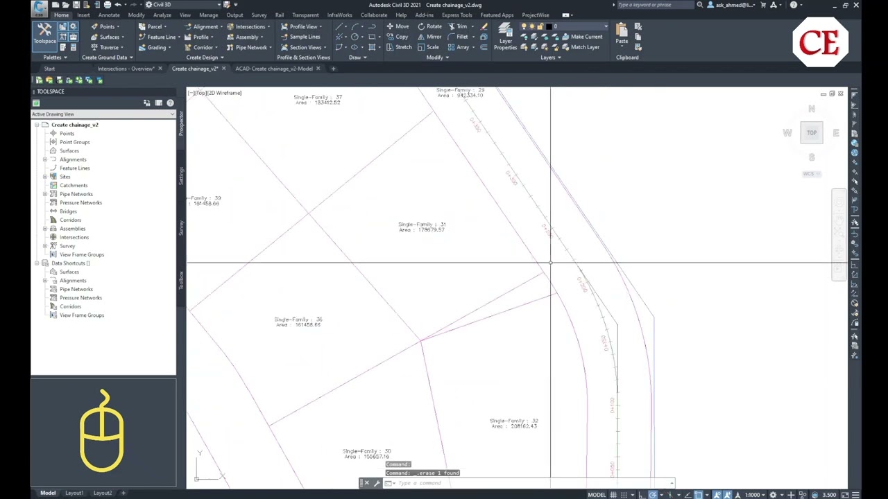 Create Chainage Line in Civil 3D and AutoCAD