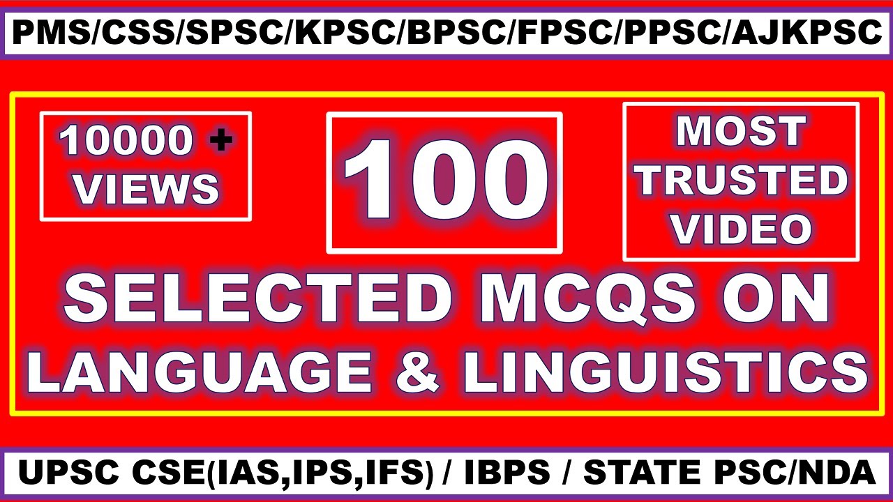 KPPSC ENGLISH LECTURER PREPARATION MCQS I ENGLISH LECTURER MCQS I LANGUAGE AND LINGUISTICS MCQS