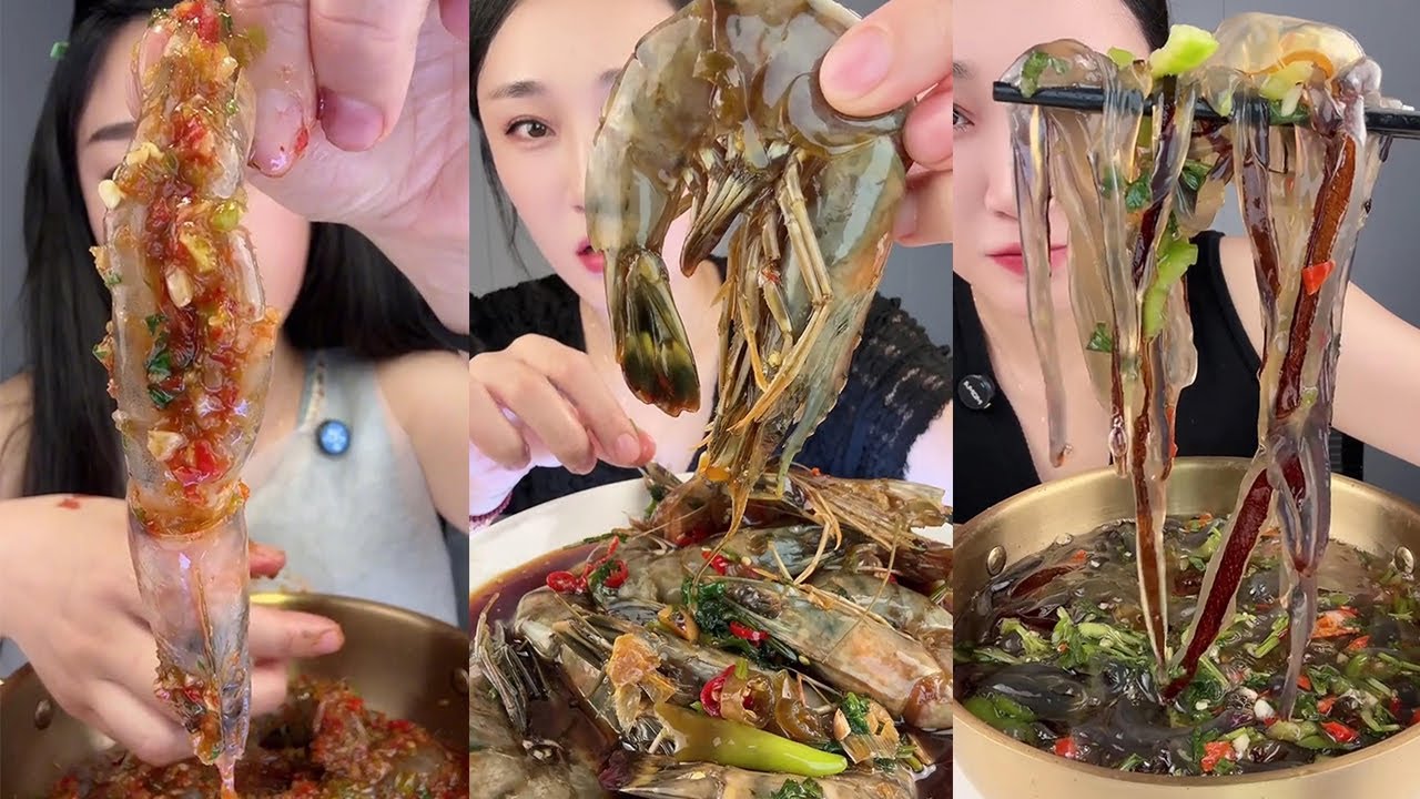 【Yummy】Stuffed Shrimp+Black Tiger Shrimp+Sour and Spicy Jellyfish Strips🦐🍋🌶🧄