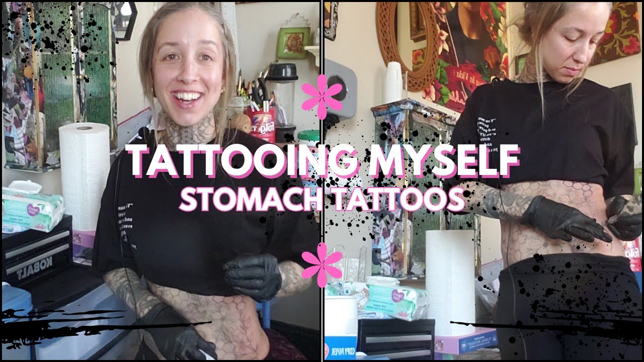 Tattooing MYSELF and Talking Tattooing/ Learning to Tattoo/ Stomach Tattooing