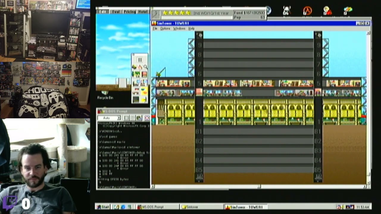 Sim Tower 1994 - First Tower build with some Cheats - Win98 Pentium 3 (August 2022)
