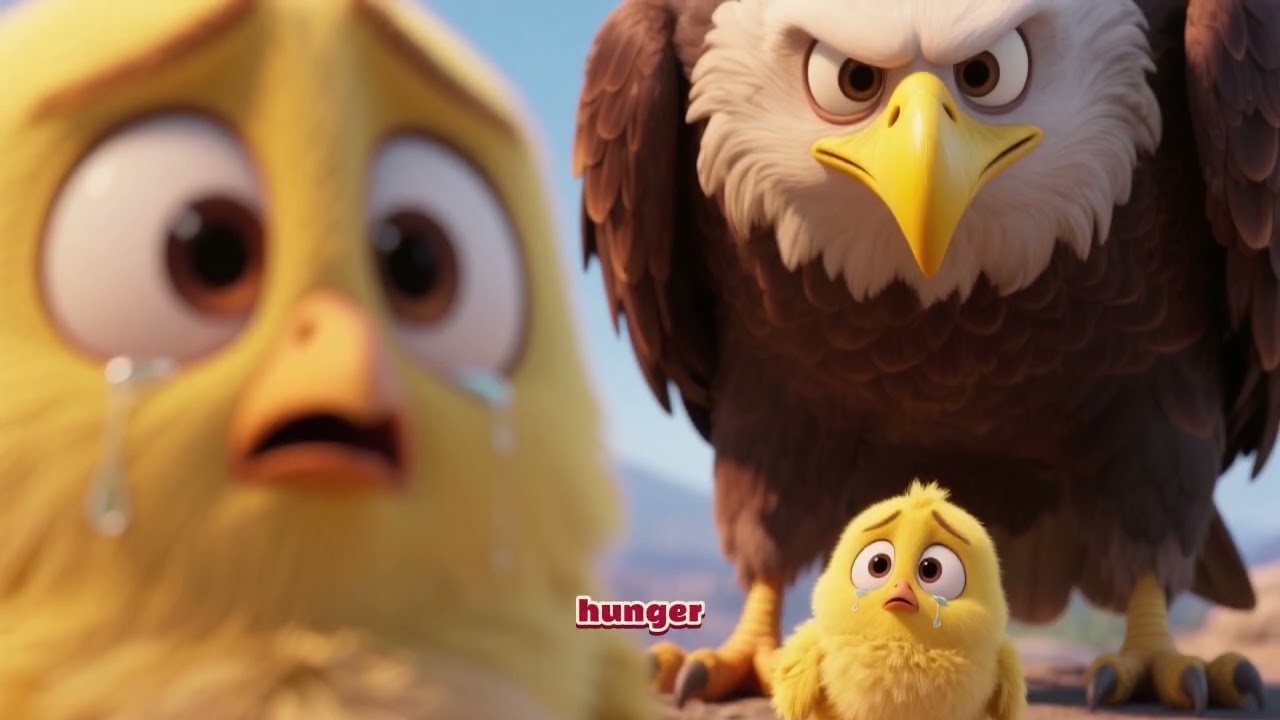 Hop and Quack: Brave Bunny Protects Crying Chick from a Giant Eagle 🐰🐥🦅