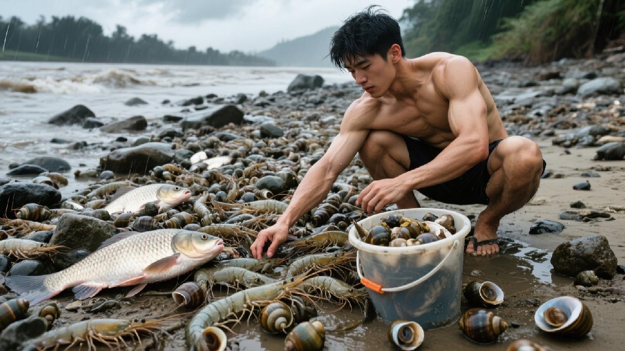 From The Riverbank To A Feast: Turning Our Fresh Catch Of Fish And Clams Into A Rustic Delicacy.