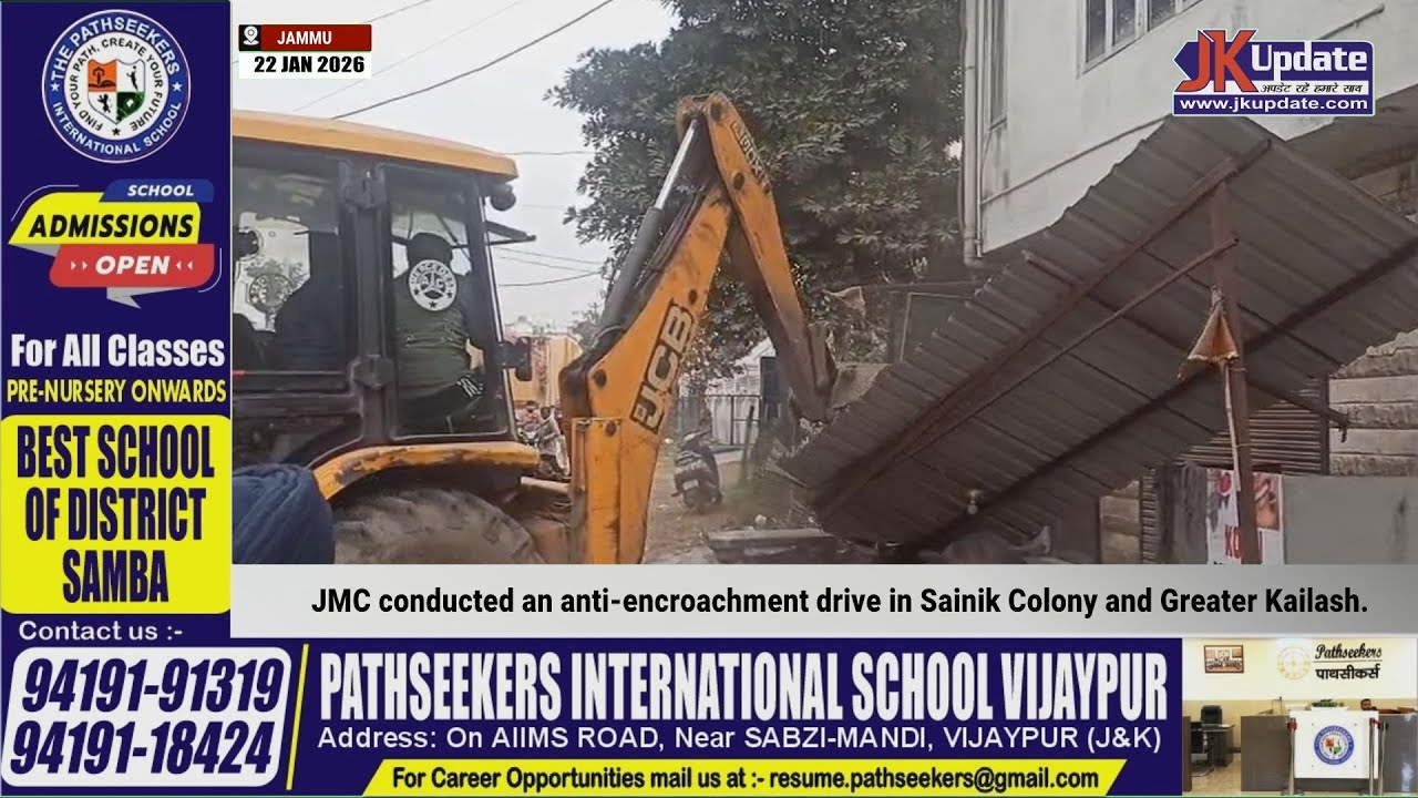 JMC conducted an anti-encroachment drive in Sainik Colony and Greater Kailash.
