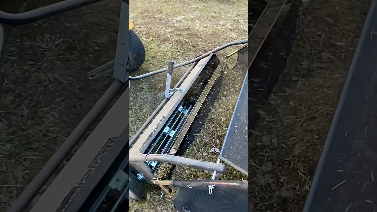 LEAVY 120 Tow behind lawn sweeper in slow motion