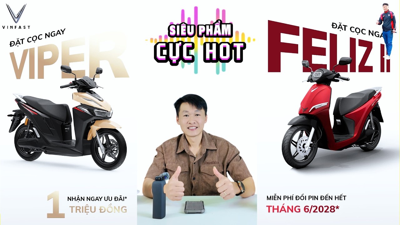 VinFast “MỞ CỌC” Viper và Feliz II – ƯU ĐÃI LỚN trước 15/3 ▶ Giảm 8% – Miễn phí ĐỔI PIN đến 6/2028