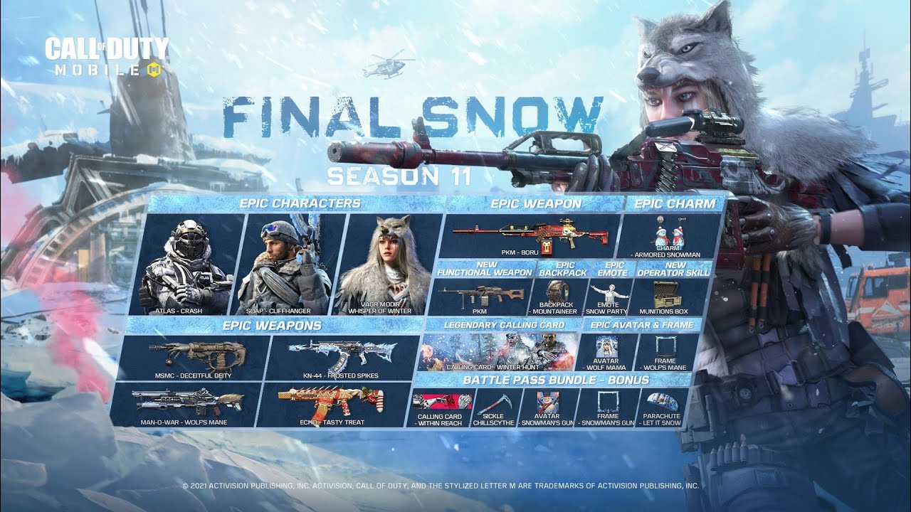 Season 11 Battle Pass All Rewards COD Mobile