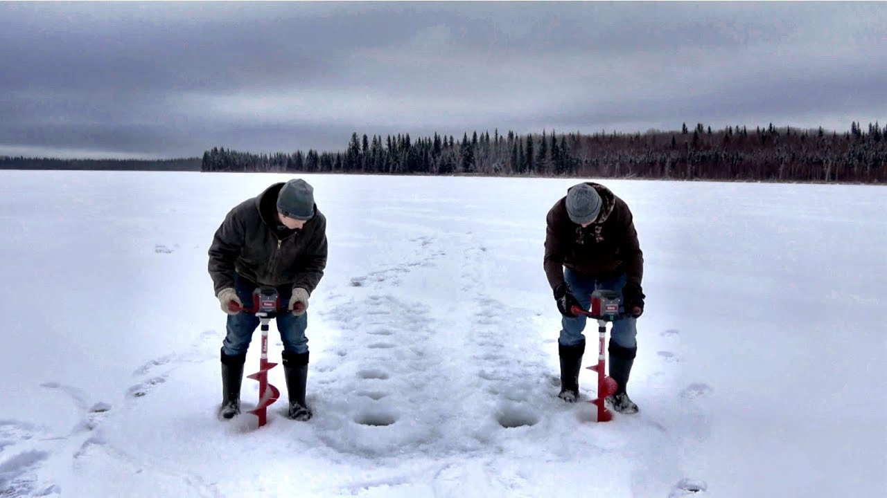 ICE AUGER RACES - Eskimo's Electric E40 battery WARM vs COLD and E40 vs M51 Gas