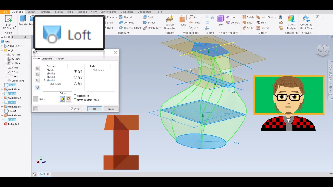 Comando Loft, Autodesk Inventor