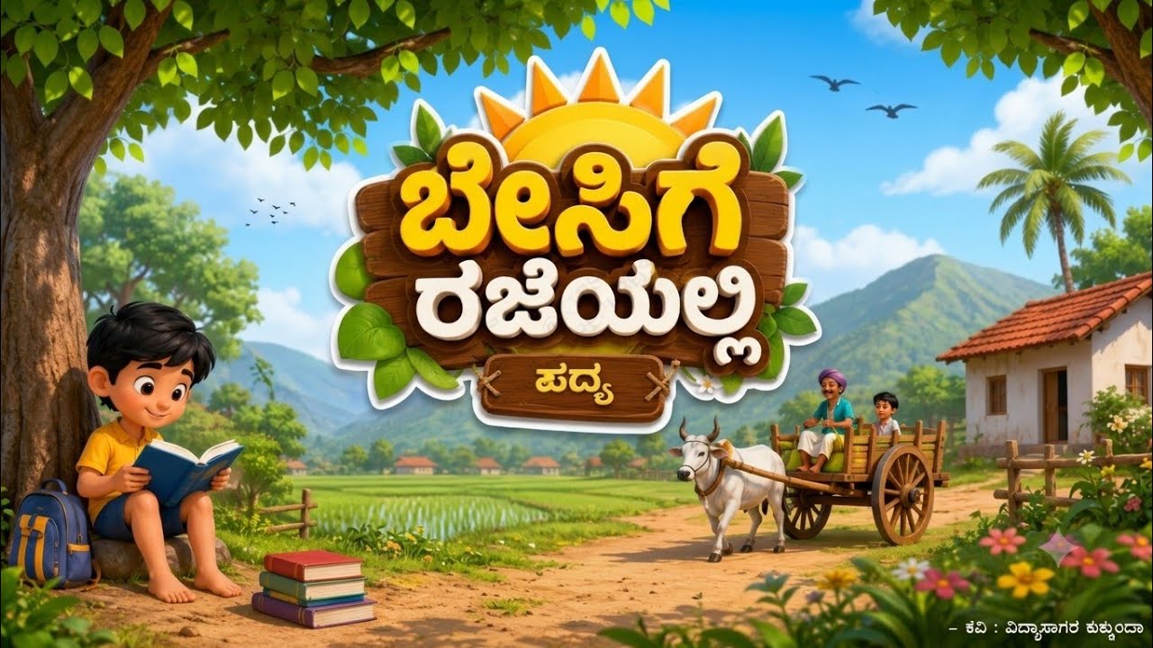 🌞ಬೇಸಿಗೆ ರಜೆಯಲ್ಲಿ | ಪದ್ಯ| ಒಂದನೇ ತರಗತಿ |ವಿದ್ಯಾಸಾಗರ ಕುಕ್ಕುಂದಾ |Kannada| #kids #education #cartoon 