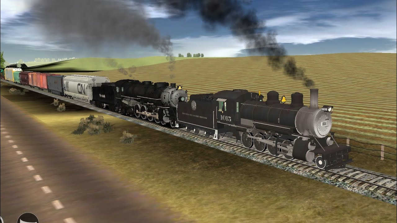 Rio Grande 2-8-0 and 4-8-4 Doubleheading A Freight Train