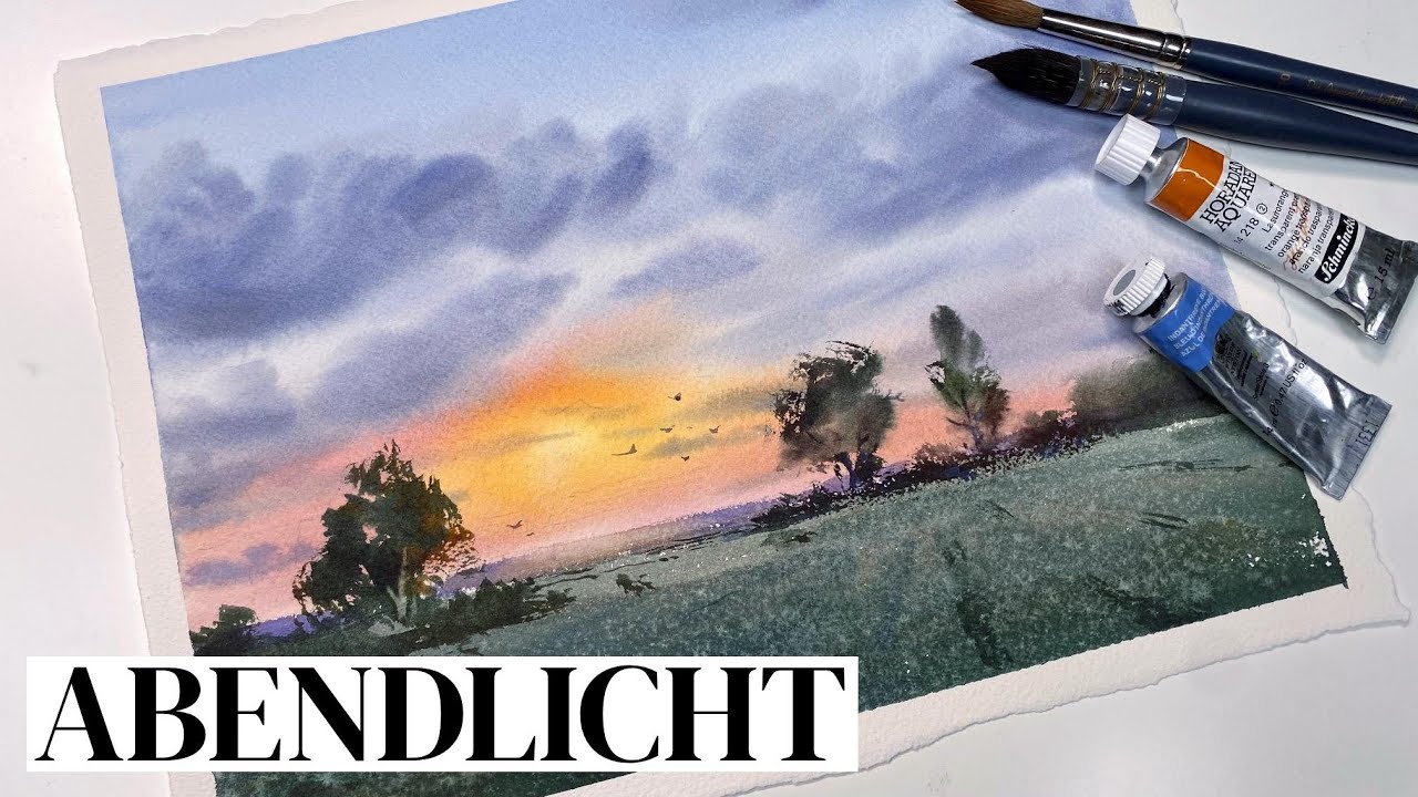 Sonnenuntergang im Teufelsmoor - Aquarell Tutorial