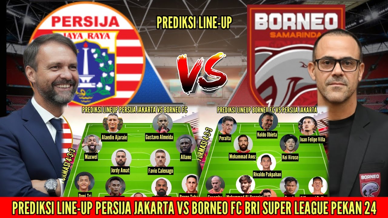 Persija jakarta vs Borneo FC | prediksi line-up pekan ke 24 BRI super league musim 2025/2026