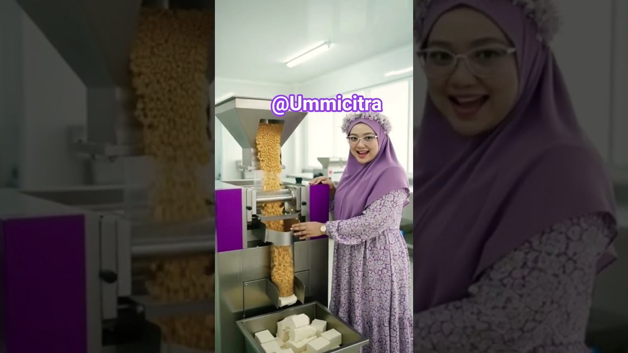 Mesin canggih otomatis kedelai mengolah lansung jadi tahu siap konsumsi Buata Ai 😁🥰.  