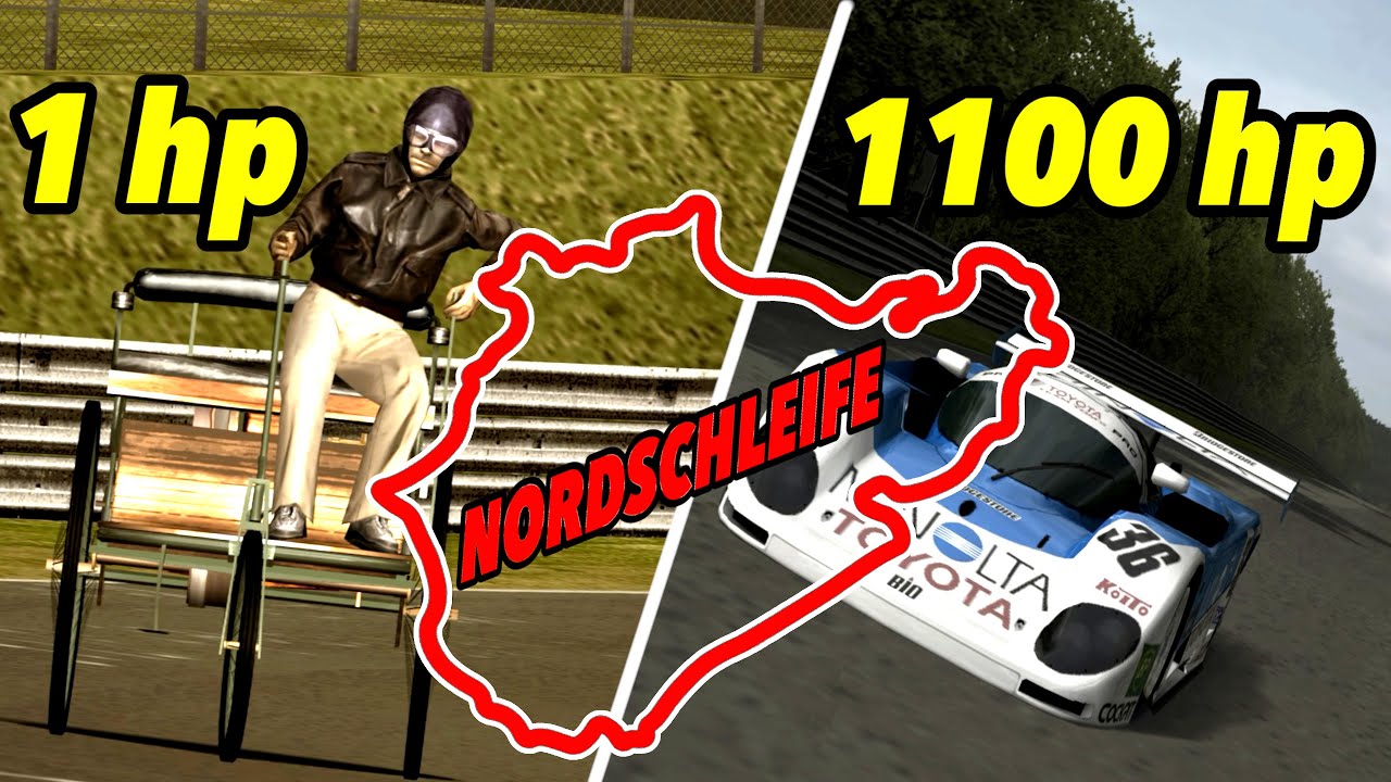One Lap On The Nordschleife - From 1hp To 1100 hp // GT4