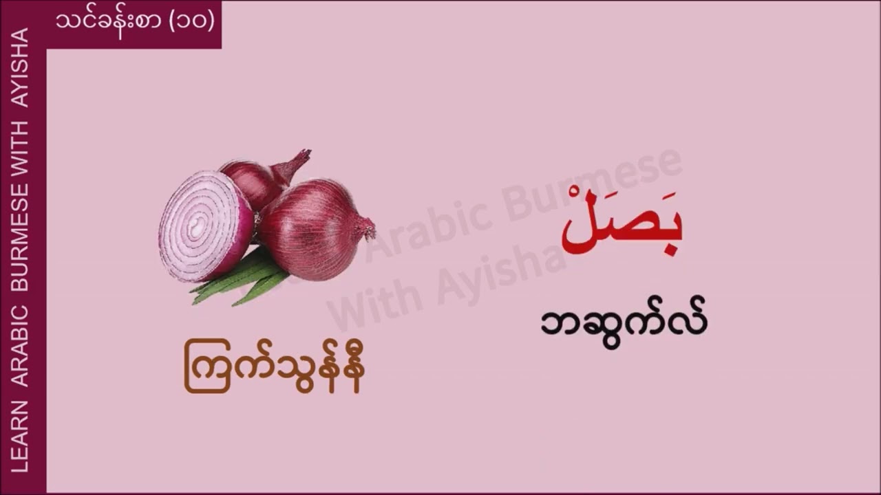 Basic - 10 : အသီးအနှံများ အာရဗီစကားပြော ( Arabic - Myanmar Speaking)