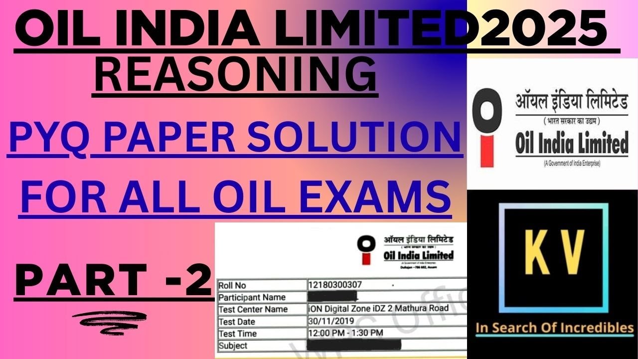 OIL INDIA LIMITED 2025| REASONING PREVIOUS YEAR PAPER SOLUTION| MUST WATCH VIDEO| PART-2