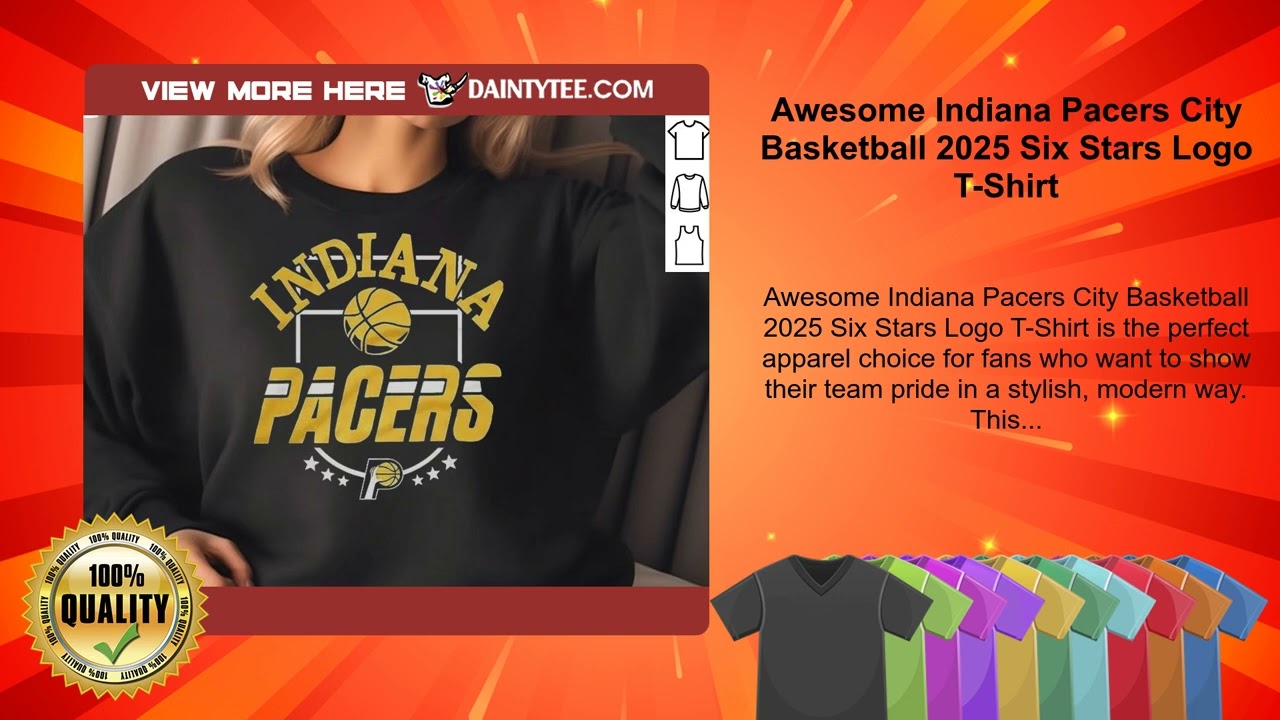 Awesome Indiana Pacers City Basketball 2025 Six Stars Logo T-Shirt